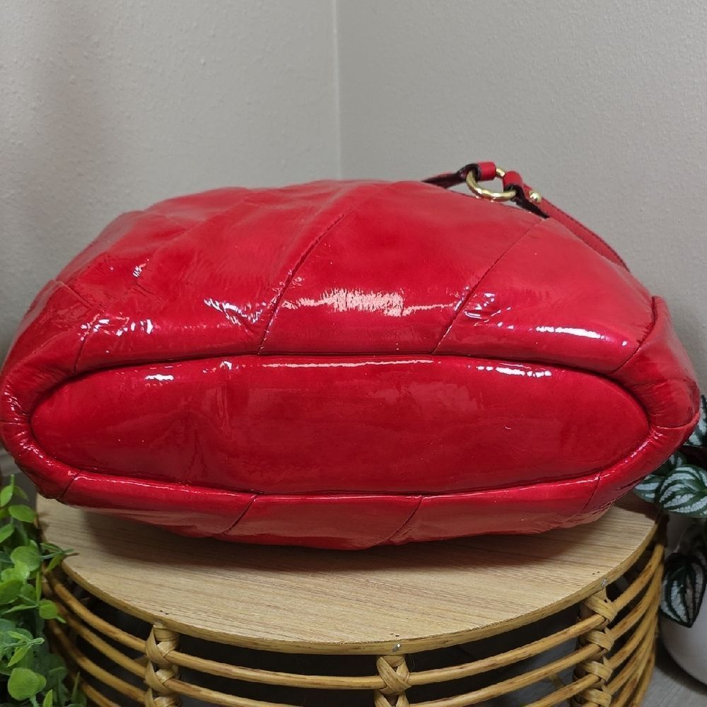 Coach Madison Diagonal Pleated Patent Leather Tote - Picture 8 of 13